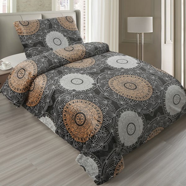 Črna/rjava posteljnina za zakonsko posteljo iz mikropliša 220x200 cm – My House