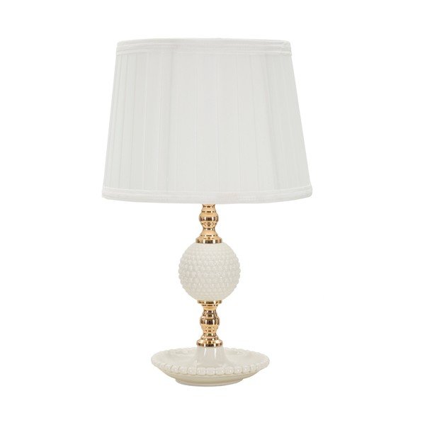 Bela namizna svetilka s tekstilnim senčilom (višina 40 cm) Napoli – Mauro Ferretti