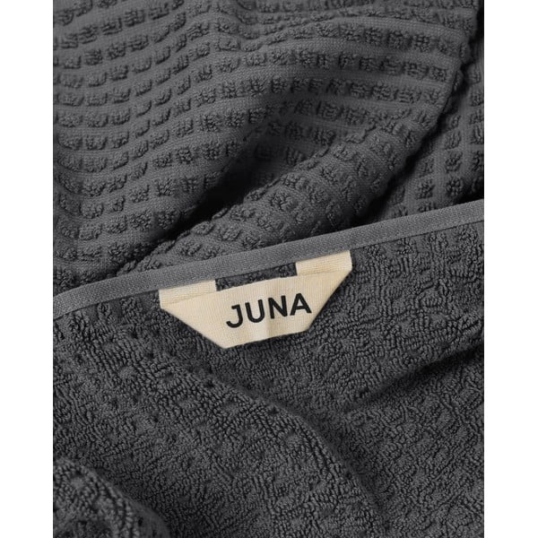 Temno siva frotirna brisača iz organskega bombaža 50x100 cm Check – JUNA-image-4