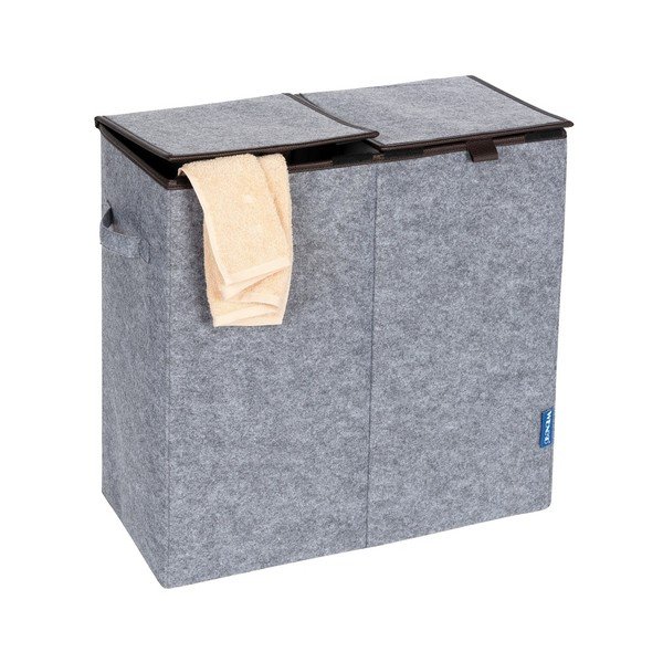 Sivo-rjav dvojni koš za perilo Wenko Duo, 82 l-image-2