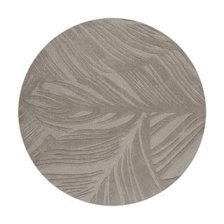 Siva volnena okrogla preproga ø 160 cm Leaf - Flair Rugs