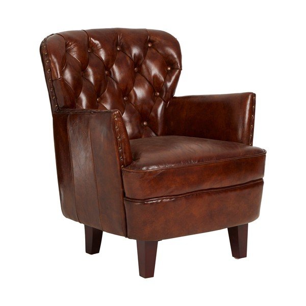Rjav usnjen fotelj Victor – Premier Housewares
