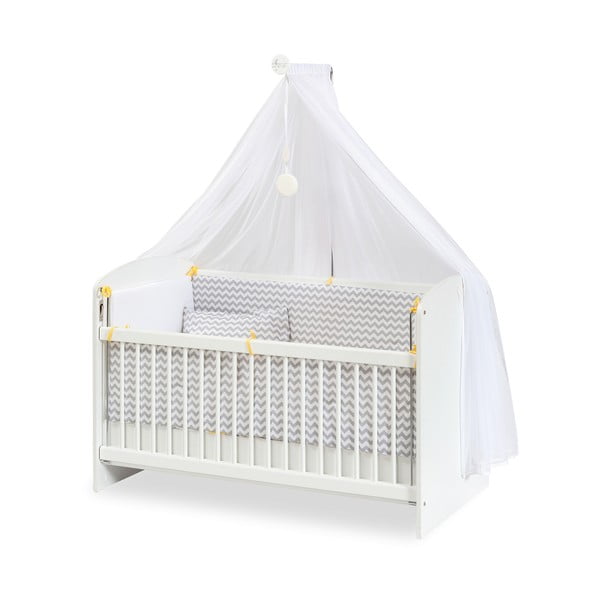 Bela otroška posteljica z ogrodjem za baldahin 60x120 cm Customary – Kalune Design