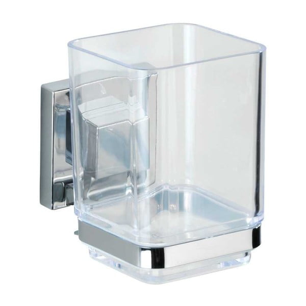 Plastičen komplet pripomočkov za kopalnico v sijajno srebrni barvi z namestitvijo brez vrtanja Quadro – Wenko-image-3