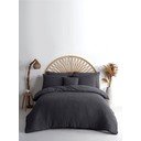 Antracitno siva enojna posteljnina iz renforce bombaža 140x200 cm Waffle Striped – Mila Home Luxury