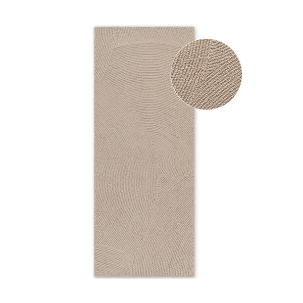 Bež ročno tkan volnen tekač 80x200 cm Eleni Light Beige – Hanse Home
