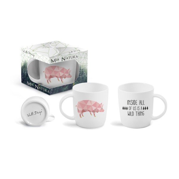 Vrč iz kostnega porcelana Vialli Design Pig z dvostranskim tiskom, 370 ml-image-1