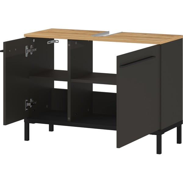 Temno siva omarica za pod umivalnik v hrastovem dekorju 80x59 cm Yonkers - Germania-image-2