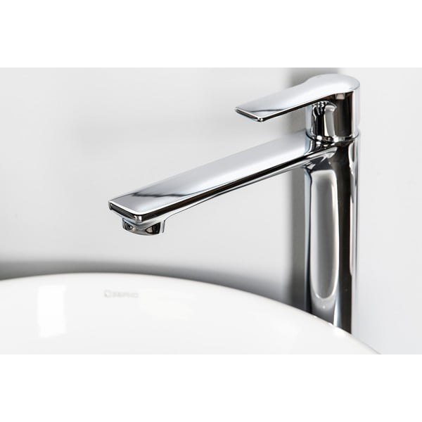 Stoječa armatura za umivalnik v sijajno srebrni barvi Pax – Sapho-image-2