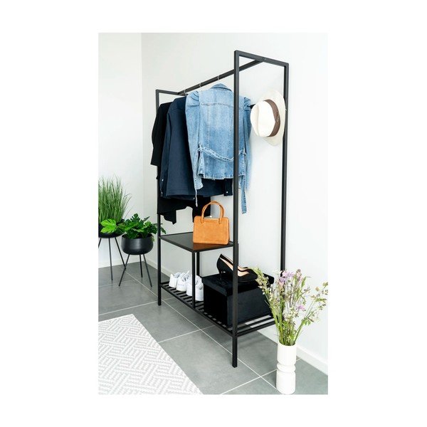 Črn večnamenski garderobni regal z 2 policama House Nordic Vita, 170 x 110 cm-image-1