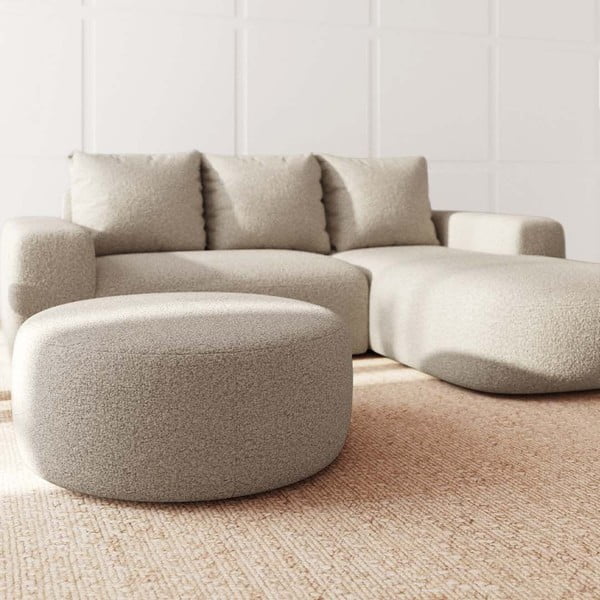 Bež tabure iz tkanine bouclé Monce – Rodier-image-1