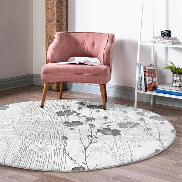 Siva pralna okrogla preproga primerna za robotski sesalnik ø 80 cm Comfort – Mila Home-image-4