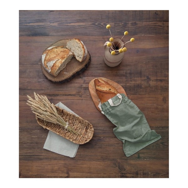 Vreča za kruh z mešanico lanu Really Nice Things Bag Green Moss, višina 42 cm-image-1