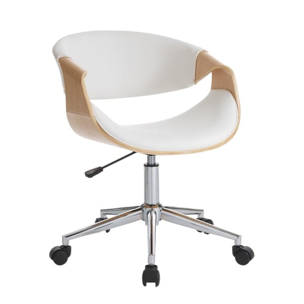 Pisarniški stol iz umetnega usnja v beli in naravni barvi Visby – Tomasucci