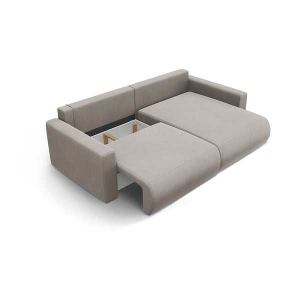 Svetlo siva žametna raztegljiva kotna sedežna garnitura s prostorom za shranjevanje Belfast – Cosmopolitan Design-image-4