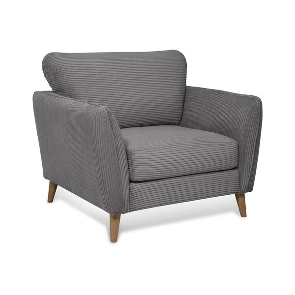 Temno siv fotelj iz rebrastega žameta Paris – Scandic