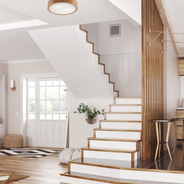 Rjava stropna svetilka s steklenim senčnikom ø 37 cm Eveline – LAMKUR-image-1