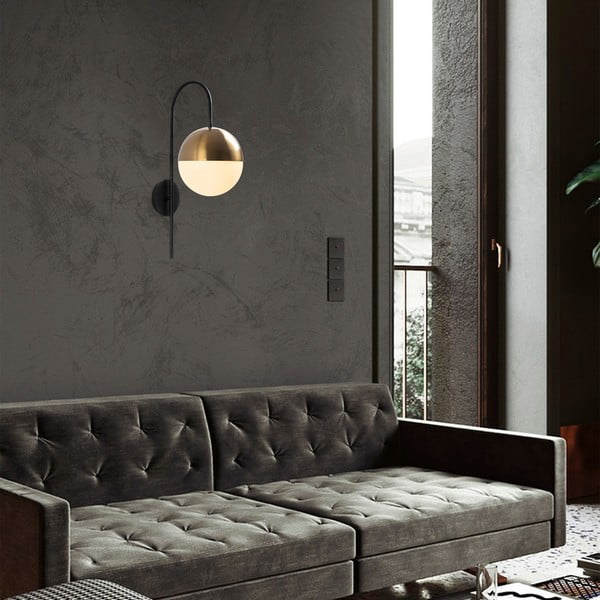 Črna/zlata stenska svetilka ø 20 cm Bastos – Opviq lights-image-1