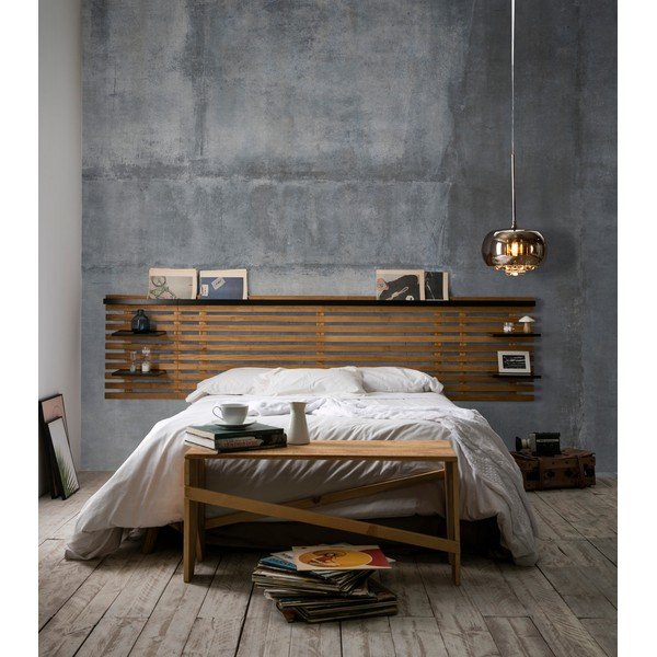 Črno/naravno vzglavje iz masivnega bora 240x62 cm Nidra – Marckeric-image-1