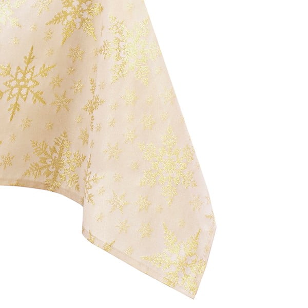 Bež namizni prt z zlatim božičnim motivom AmeliaHome White Christmas, 140 x 220 cm