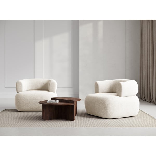 Bež fotelj iz tkanine bouclé Jenny – Micadoni Home-image-1