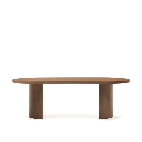 Okrogla jedilna miza z mizno ploščo v orehovem dekorju 100x240 cm Nealy – Kave Home-image-4