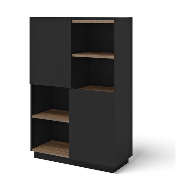 Črn/rjav regal v orehovem dekorju 180x83 cm Nina – TemaHome-image-2