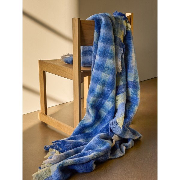 Modra odeja iz mešanice volne 140x200 cm Loom – Hübsch-image-1