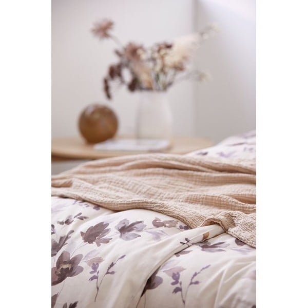 Bež bombažno pregrinjalo za zakonsko posteljo Södahl Poezija, 200 x 260 cm-image-3