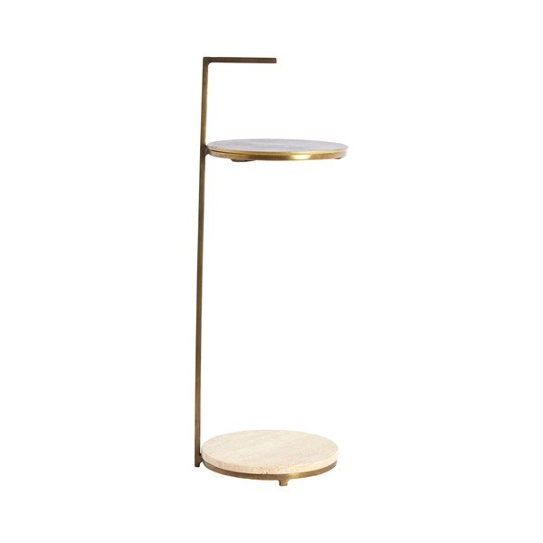 Okrogla stranska mizica s kamnito mizno ploščo ø 26 cm Leda – Light & Living