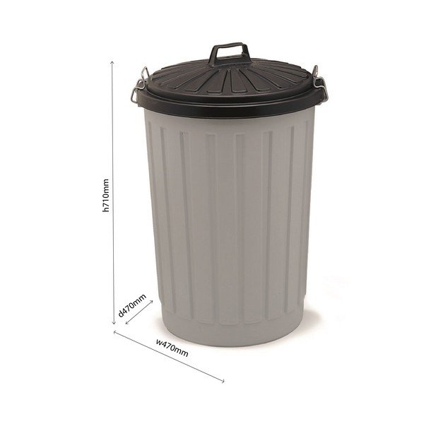 Siv plastičen koš s črnim pokrovom Addis, višina 71 cm-image-1