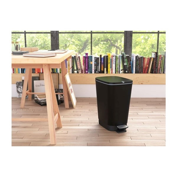 Mat črn plastičen koš za smeti s pedalom 25 l Chic Bin – KIS-image-1