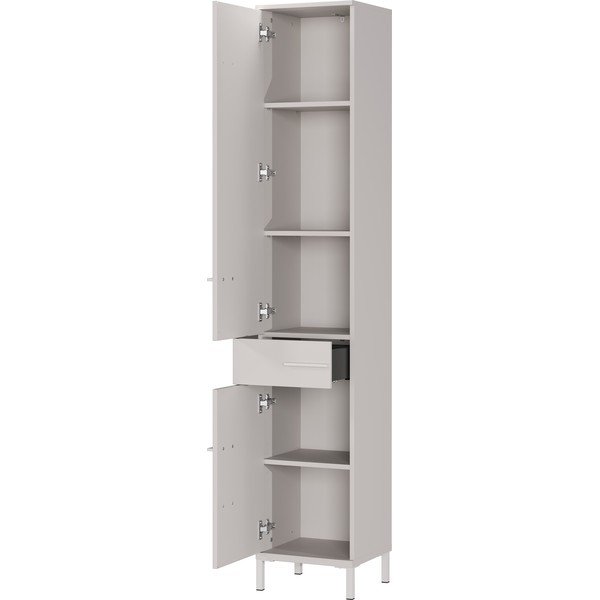 Kremno bela visoka/ozka kopalniška omarica v mat dekorju 34x190 cm Laurino – Germania-image-3