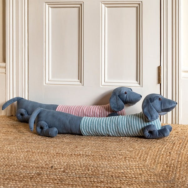 Rožnato-siva zaščita za vrata proti prepihu 17x76 cm Sausage Dog – Rex London-image-1