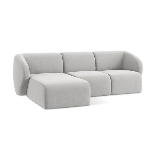 Svetlo siva žametna kotna sedežna garnitura (levi kot/z ležalnikom) Lani – Makamii-image-4