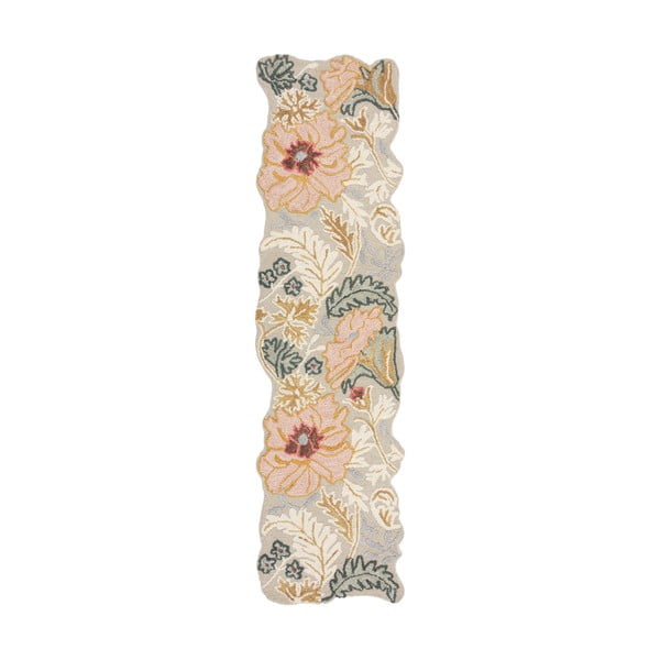 Svetlo rožnat ročno tkan volnen tekač 60x230 cm Daphne Shaped Floral – Flair Rugs
