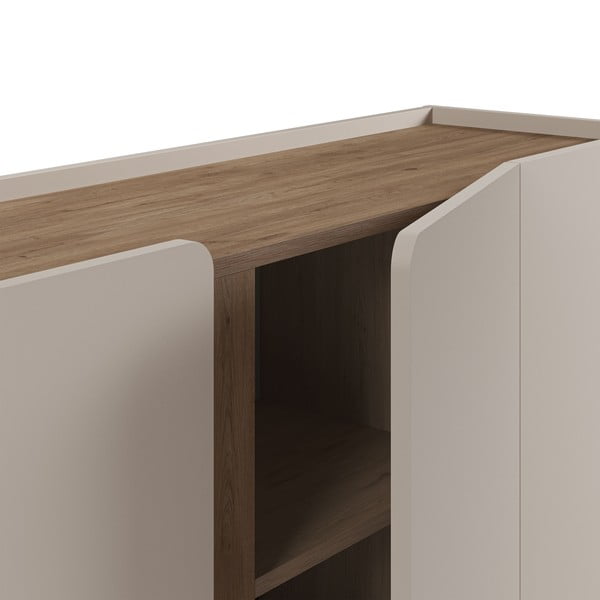 Kremno bela/naravna komoda v hrastovem dekorju 180x82x40 cm Lucile – Marckeric-image-4