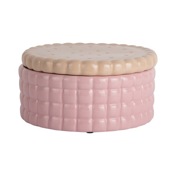 Svetlo rožnata dekorativna keramična škatla za shranjevanje ø 20x10 cm Biscuit Box – PT LIVING