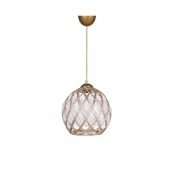 Bela/bež viseča svetilka s tekstilnim senčilom ø 22 cm – Opviq lights