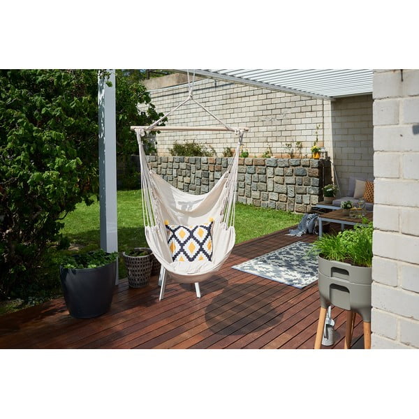 Kremno bel oblazinjen viseči vrtni fotelj Tobago – Garden Pleasure-image-4