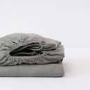 Kaki zelena napenjalna lanena rjuha 140x200 cm – Linen Tales
