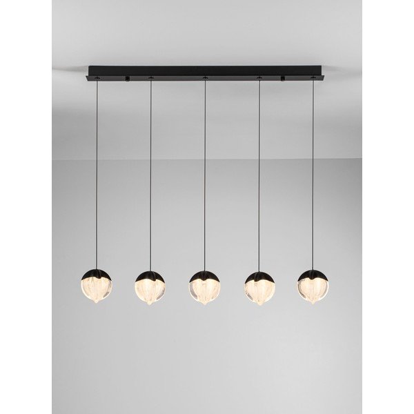 Mat črna aluminijasta LED zatemnitvena viseča svetilka s steklenim senčilom Alicia – Nova Luce-image-4
