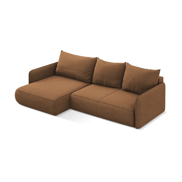 Oranžna raztegljiva/s prostorom za shranjevanje kotna sedežna garnitura (levi kot) Nanea – Makamii-image-4