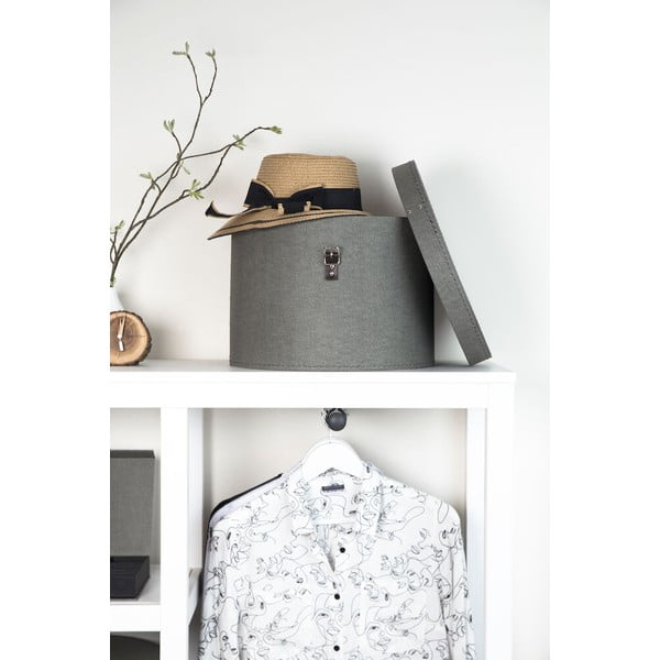 Sive kartonaste škatle za shranjevanje v kompletu 2 ks s pokrovom ø 37,5x25,5 cm Rut Canvas Paper Laminate – Bigso-image-3