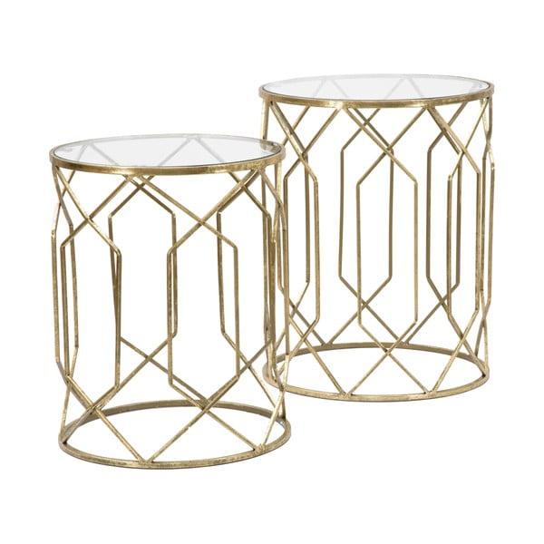 Okrogle stranske mizice s stekleno mizno ploščo v kompletu 2 ks ø 42 cm Tunisi – Mauro Ferretti-image-2