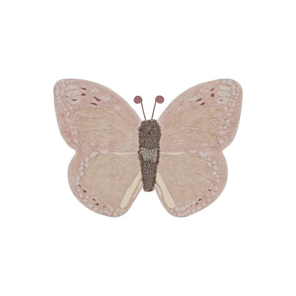 Svetlo rožnata/bež pralna ročno tkana bombažna otroška preproga 90x120 cm Baby Butterfly – Lorena Canals