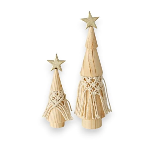 Komplet 2 božičnih okraskov iz masivnega bora Boltze Bohio