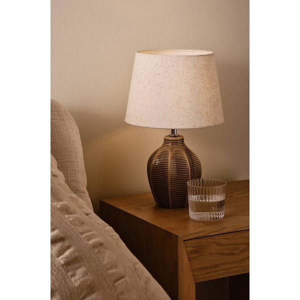 Bež/temno rjava keramična namizna svetilka (višina 34 cm) Wera – Jotex-image-1