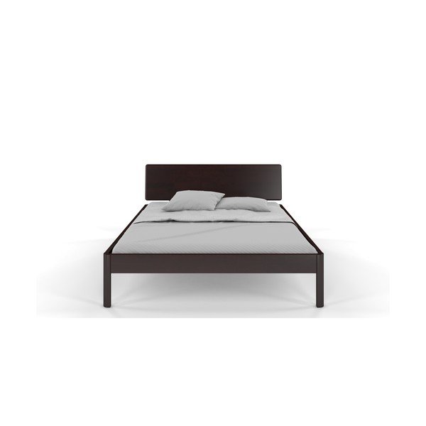 Temno rjava zakonska postelja iz borovega lesa 200x200 cm Ammer - Skandica-image-1