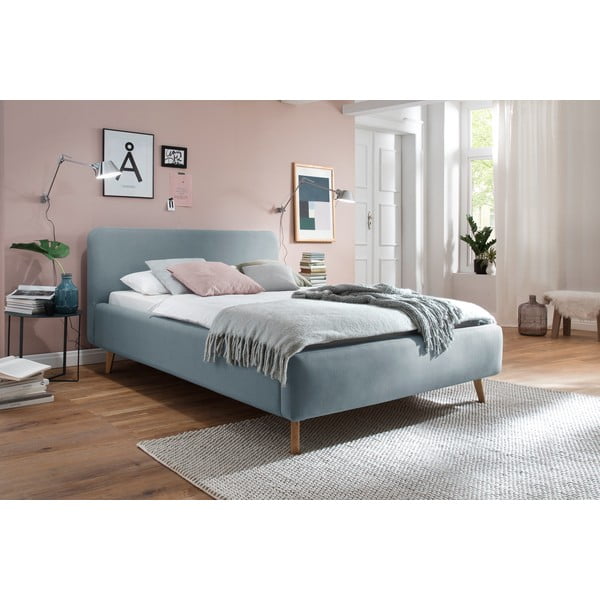Prašno modra oblazinjena zakonska postelja brez letvenega dna 140x200 cm Mattis – Meise Möbel-image-1